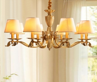 美式全铜布艺吊灯现代简约客厅卧室餐厅创意个性灯具灯饰书房吊灯