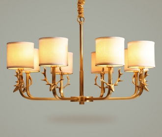 小美式乡村全铜创意个性吊灯客厅餐厅卧室书房鹿头鹿角麋鹿灯具