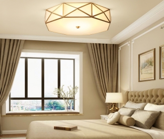 美式全铜创意吸顶灯客厅卧室餐厅多边形不规则现代简约吸顶灯具